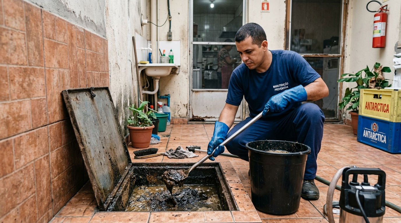Equipe de limpeza de caixa de gordura em Aracaju-SE